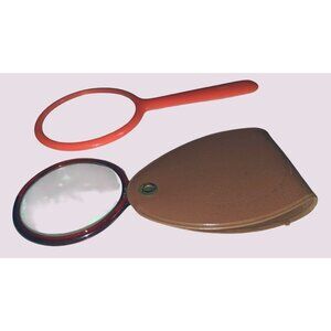 Vintage Coral Handheld Magnifying Glass & Folding Pocket Magnifier With Case Jap